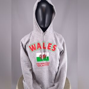 NEW FIFA World Cup Soccer 2022 Qatar Wales Hoodie Sweatshirt Adult Size XL Gray